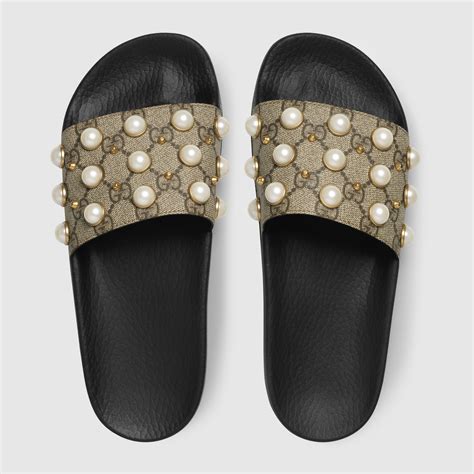 gucci aaa pearl slides|Gucci ladies slides.